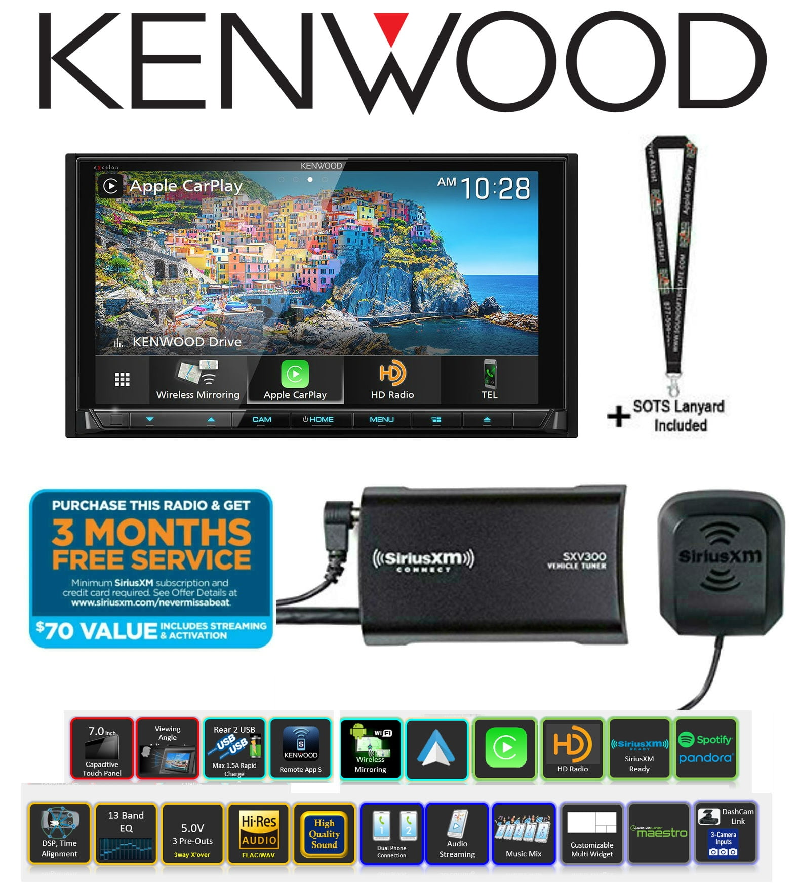 Kenwood Excelon DDX9906XR 6.8" DVD Receiver w/ SiriusXM SXV300v1