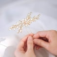 thumbnail image 3 of Bride Wedding Crystal Hair Pins Bridal Hair Pieces Wedding Hair Accessories for Women and Girls Pack of 1 (Silver), 3 of 4