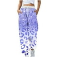 thumbnail image 2 of WFJCJPAF 2024 New Product Clearance！ Pants for Women Plus Size Stretch,Women Fashion Color Blocked Printed Drawstring Pants - Purple M, 2 of 5
