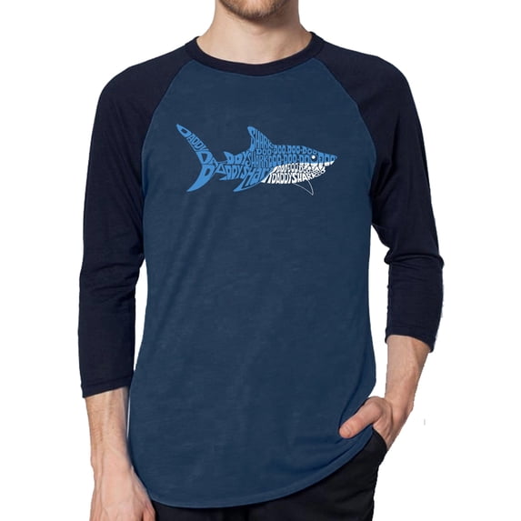 Men's Raglan Baseball Word Art T-shirt - Daddy Shark