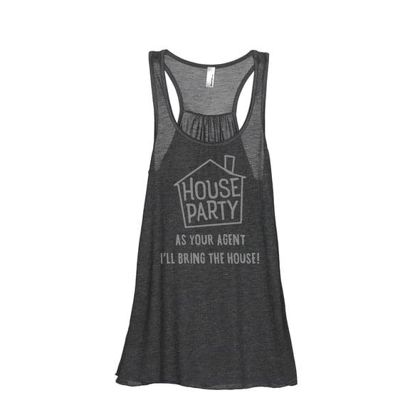 Thread Tank House Party Realtor Women's Sleeveless Flowy Racerback Tank Top Charcoal Small