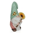 thumbnail image 4 of Alpine Corporation Gnome with Turquoise Hat Holding Sunflower Decor, 4 of 14