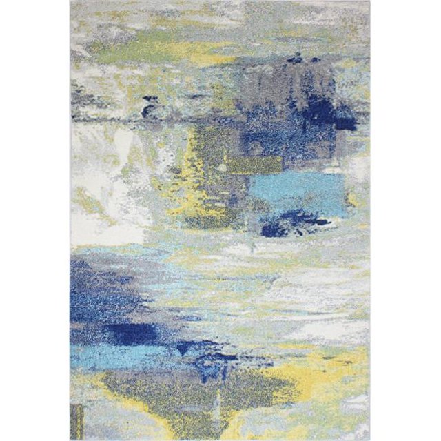 Bashian E110-IVGY-4X6-5574A Bashian Everek Collection Abstract Transitional Polypropylene Machine Made Area Rug, Ivory & Grey - 3 ft. 6 in. x 5 ft. 6 in.