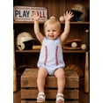 thumbnail image 5 of BemeyourBBs Newborn Baby Boy Baseball Outfits Summer Romper Overalls Clothes Baseball Embroidered Loose Fit Crew Neck Sleeveless Infant Jumpsuit Playsuit, 5 of 9