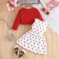 thumbnail image 5 of Byoo Newborn Girls Outfits Bow Hearts Print Tank Dress Cardigan Top Spring Fall Clothes Set, 5 of 8