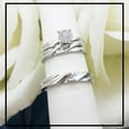 thumbnail image 2 of Divine Creation Unisex 14K White Gold Plated 1.30 Ct Round Cut White Diamond Wedding Engagement Trio Ring Set 925 Sterling Silver For Men's & Women's -8, 2 of 2