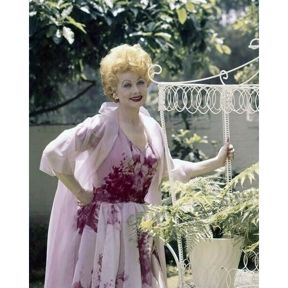 Lucille Ball in pink dress outdoor pose circa early 1960's 8x10 inch photo
