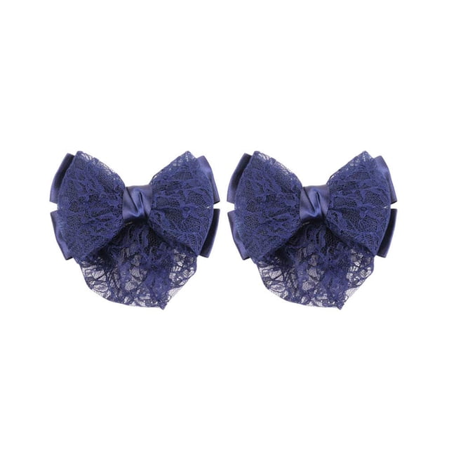 2 Pcs Pinces à Cheveux Nœud Papillon pour Femmes Filet Snood Décoration French (Noir)