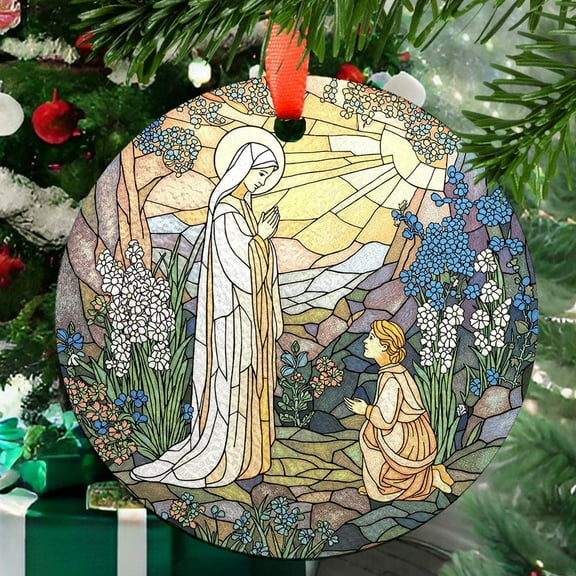 Ornament Our Lady of Lourdes Suncatcher, Virgin Mary Religious Decor, Catholic Window Hanging, Christian Faith Gift, Mother's Day Present, 2025, Holiday 2025, Festive Home Accent,