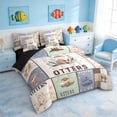thumbnail image 2 of Manfei Cartoon Otter Twin Bedding Sets for Kids Boys and Girls, Cute Animal Print Bedding Comforter Set, Black Reversible 7-Piece, 2 of 6