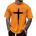 thumbnail image 2 of DeHolifer Men’s Novelty T-Shirts Cross Faith Casual Crewneck Short Sleeve Shirts Workout Tees Orange 2XL, 2 of 5