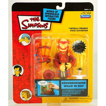 The Simpsons Series 14 Action Figure Groundskeeper Willie in Kilt, Each figure is articulated, stands approximately 5 tall and comes blister carded with.., By Playmates From USA