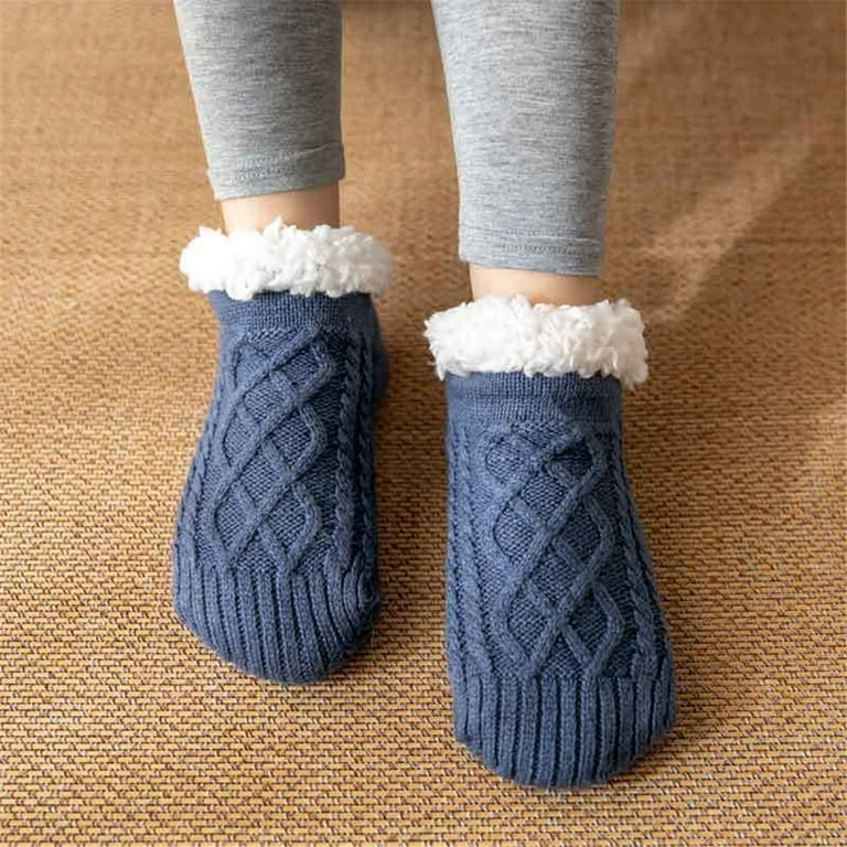 Thermal Socks Mens Women Winter Warm Home Soft Cotton Sleeping Anti Slip  None Grip Short Floor Slipper Sock