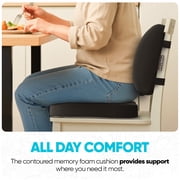 FORTEM Seat Cushion, Office Chair Cushion, Lumbar Support Pillow for Office Chair, Memory Foam Car Seat Cushions, Sciatica Coccyx Tailbone Pain Relief, Cushions for Back Support, Washable, Non Slip