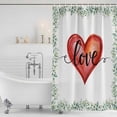 thumbnail image 2 of Valentines Day Shower Curtain, Waterproof Shower Curtains for Bathroom, Red Love Heart Romantic Eucalyptus Leaves Washable Fabric Bathtub Curtain Set Bath Decor with 12 Hooks Long 72"x84", 2 of 6