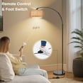 thumbnail image 4 of SERBASIC Floor Lamps for Living Room, Arc Boho Rattan Standing Floor lamp with Heavy Duty Marble Base, Stepless Dimmable Height Adjustable Tall Lamp for Bedroom, 4 of 13