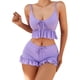 thumbnail image 2 of Top Corto + Pantalones Cortos Mujeres Cami Top + Shorts Conjuntos de 2 piezas Volantes Chaleco Top + Shorts Conjunto de playa (Púrpura L) Cgtredaw Para estrenar, 2 of 9