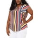 thumbnail image 1 of Women's Plus Size Blouse Keyhole Neck Cap Sleeve Stripe Top Multicolor 2X, 1 of 7