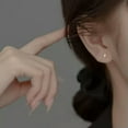 thumbnail image 6 of K-KED Tiny Cross Star Stud Earrings Student 925 Sterling Silver-Rose Gold, 6 of 7