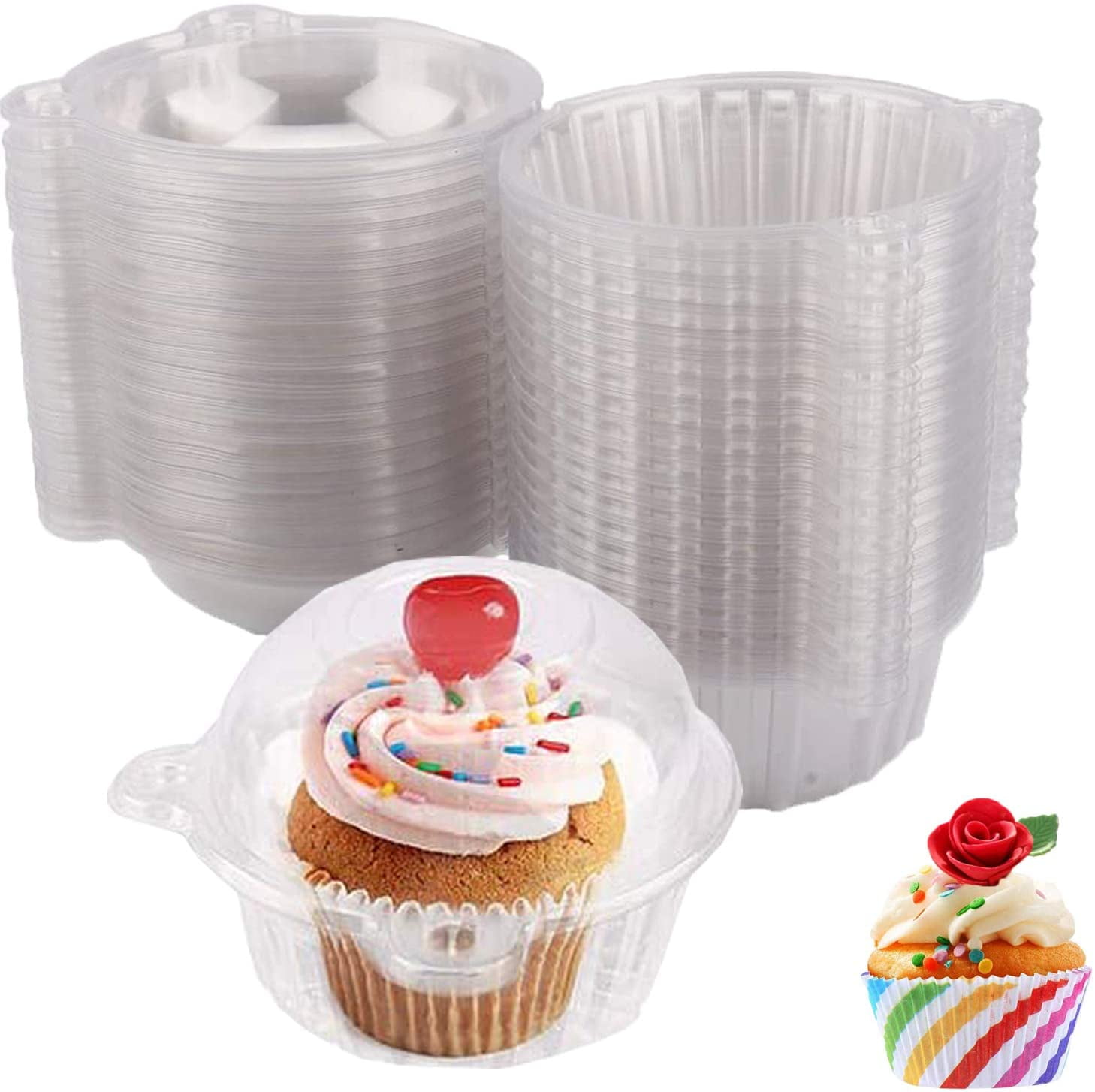 100pcs  Plastic Single Cupcake /Muffin Cases Pods Party Cup Cake Day Boxes 