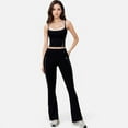 thumbnail image 4 of Women's High Waist Flared Leggings with Contrast Seam Detail and Stretch Fabric - Small, Black, 4 of 7