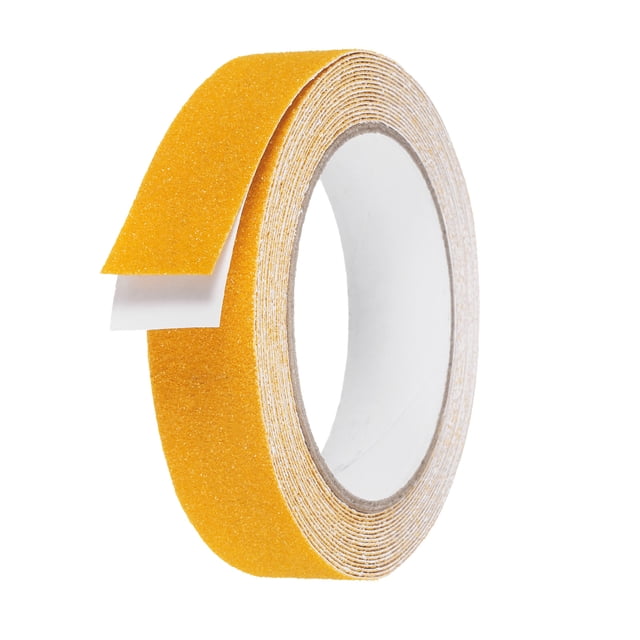 Cinta antideslizante de 1 pulgada x 16.5 pies, cinta de malla antideslizante con respaldo autoadhesivo para escalones, amarilla