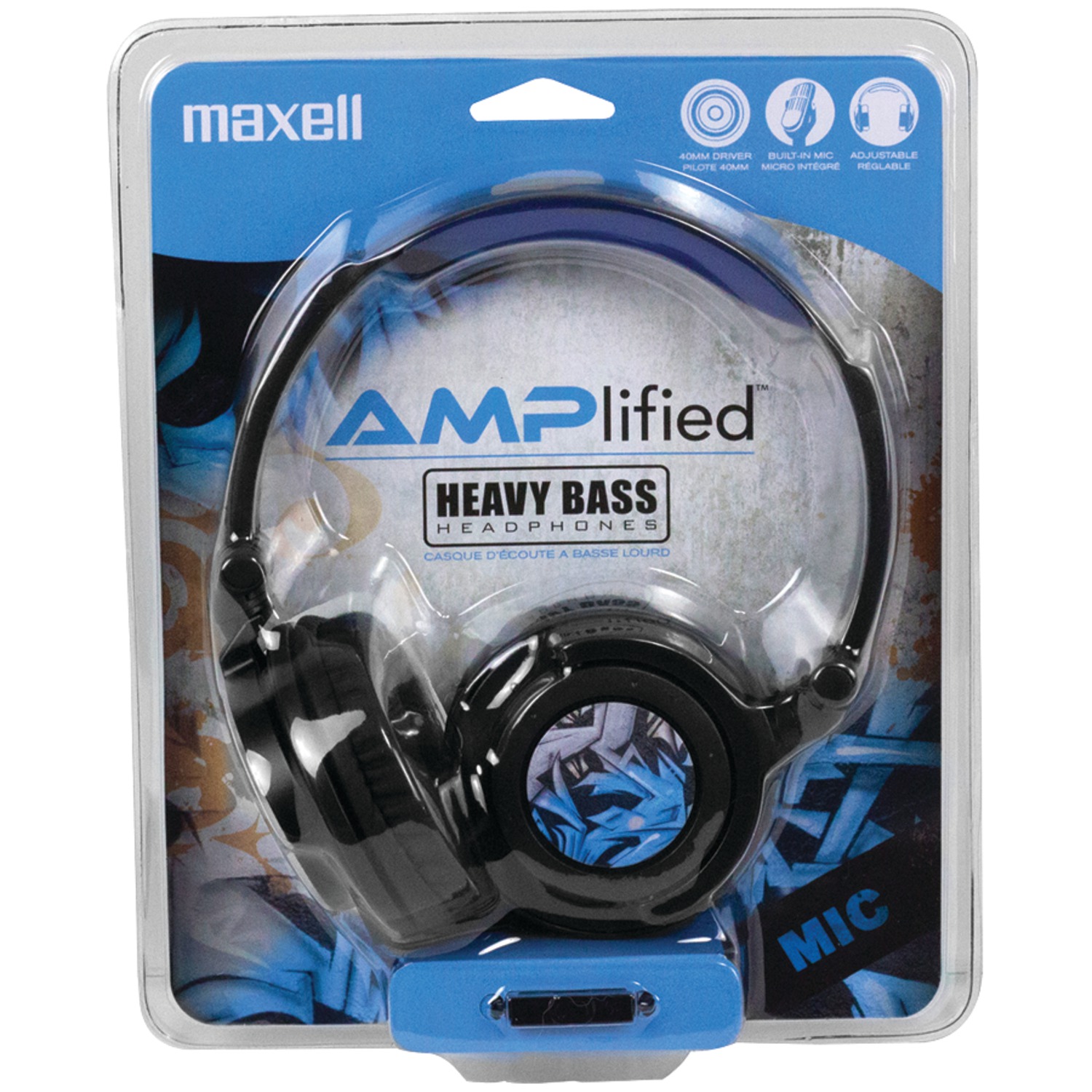 Maxell 190265 - AMPB AMPlified Heavy Bass Headphones (Blue Tribal) - image 2 of 9
