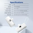thumbnail image 7 of MIRO B3 Power Bank - 5000mAh Compact Portable Charger, 22.5W Fast Charge, Dual Interface (Type - C & Lightning), White Capsule Design, 7 of 7