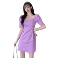 thumbnail image 2 of Vestidos sólidos de manga corta de burbuja francesa Mujer Ropa de dama para citas casuales Ehuebsd Para estrenar, 2 of 9