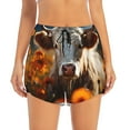 thumbnail image 3 of Honeii's Sunflower Cow In Flower Field print a double-layered women's running short, ideal for gym, tennis, and various activities, complete with a practical pocket, 3 of 5
