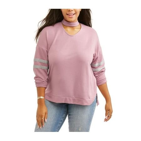 Juniors' Plus Varsity Choker Long Sleeve Pullover