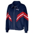 thumbnail image 2 of Women's WEAR by Erin Andrews Navy New England Patriots Plus Size Yarn Dye Stripe Full-Zip Jacket, 2 of 3
