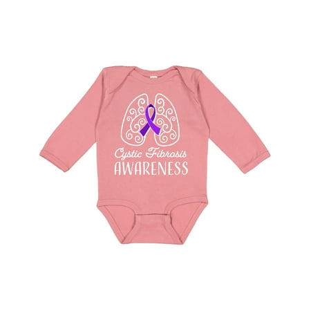 

Inktastic Cystic Fibrosis Awareness with Ribbon and Lungs Gift Baby Boy or Baby Girl Long Sleeve Bodysuit