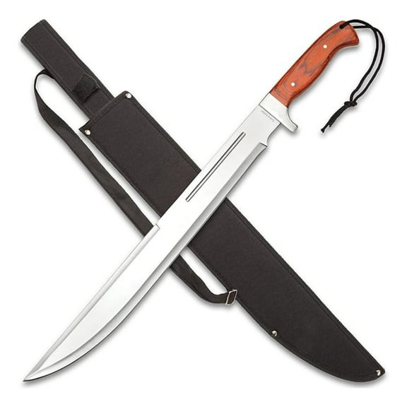 Beast Machete | 18 3/4" Stainless Steel Blade | Secure Wooden Handle | Stainless Steel Guard | Durable Nylon Sheath Included | 25" Overall Length