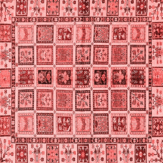 Ahgly Company Indoor Square Oriental Red Modern Area Rugs, 7' Square