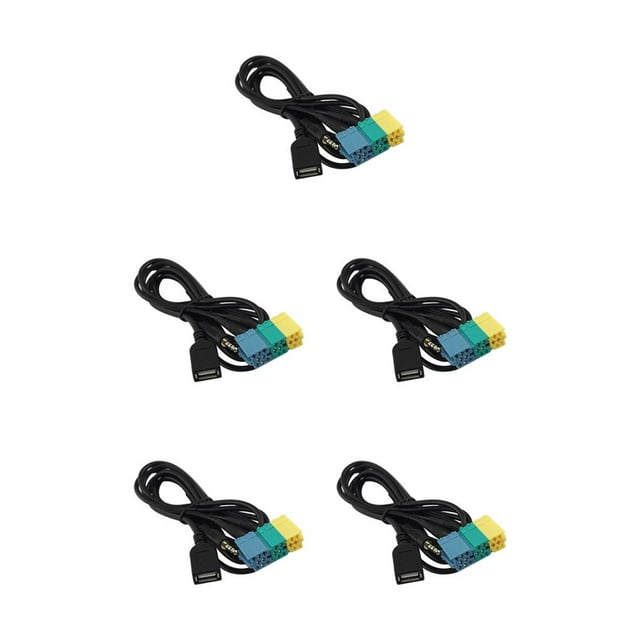 Decodeary Adaptor 2 in 1 3.5mm AUX Cable MP3 Audio Video Cables Stable Long-Lasting Maintenance Replacement Conversion Automobile 5Set