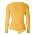 thumbnail image 4 of Qulqfy Women's Sweaters Pullover Cozy Yellow V Neck Sweater Fashion Petite Knit Long Sleeve Shirts Tops for Women, 4 of 5
