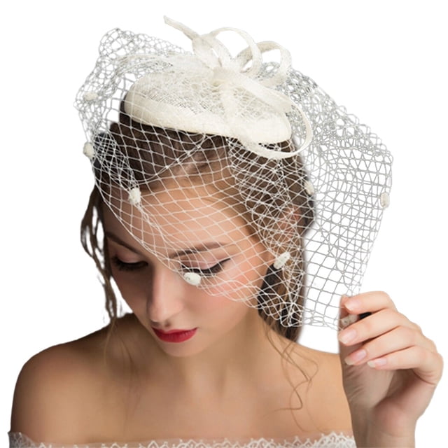 Tocado con sombrero y velo vintage: elegante tocado para novia, disfraz con velo
