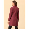 thumbnail image 4 of INSPIRE CHIC Women's Notched Lapel Collar Double Breasted Mid Length Overcoat Watermelon Red M, 4 of 6