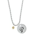 thumbnail image 1 of Delight Jewelry Goldtone Mini February - Purple Crystal Heart Silvertone Script Initial Disc - P - Charm Necklace, 20"+3", 1 of 4
