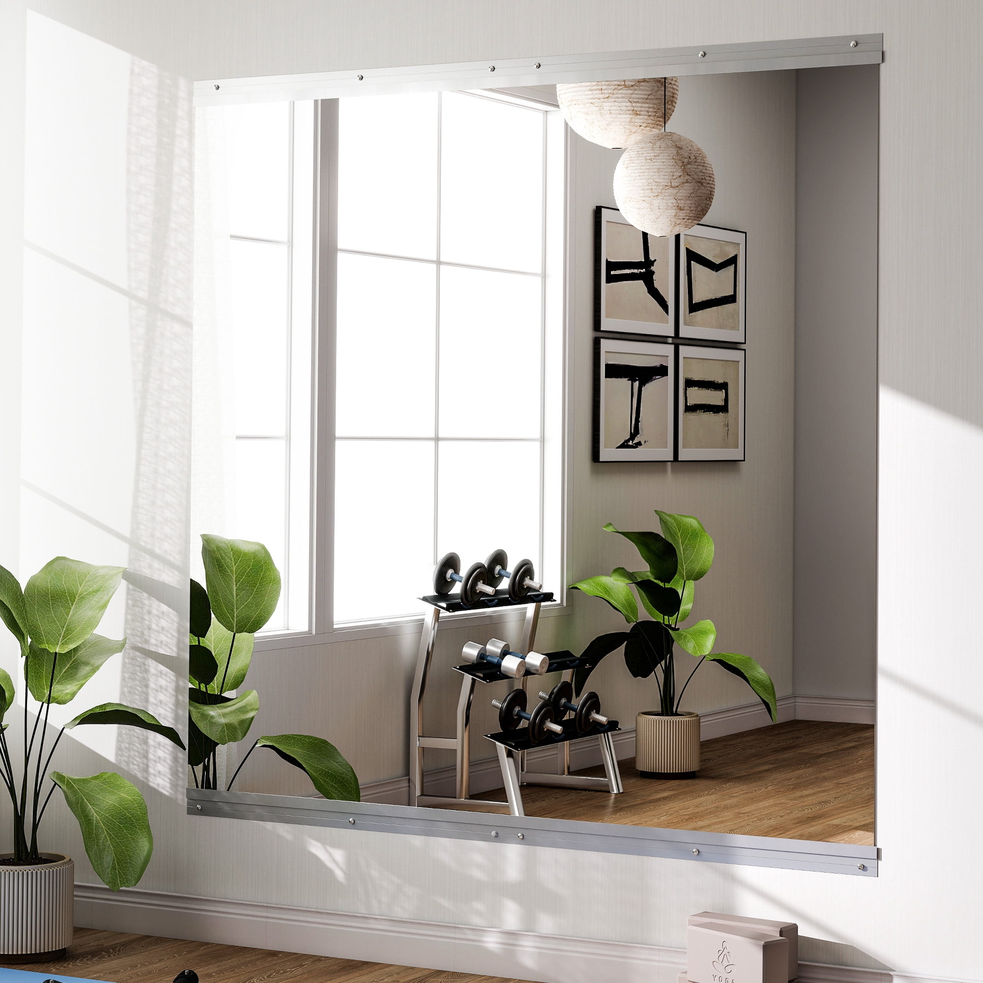 SHATTERVIEW 34"x76" 2pcs Home Gym Yoga Mirror Wall-mounted Full-length Frameless Mirror