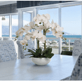 thumbnail image 2 of 2PC 20" White Phalaenopsis Orchid – 4 Stems Artificial Flower Arrangement with Round White Pot for Home, Office & Event Décor, 2 of 5