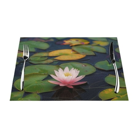 

Single branch hibiscus close-up Dining mat washable heat-resistant indoor/outdoor dining mat vinyl woven non slip dining mat for restaurant table protection PVC dining mat