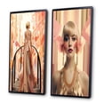 thumbnail image 3 of Designart "Elegantly Glamorous Art Nouveau Portrait III" Fashion Woman Framed Wall Art Set Of 2 - Glam Pink Framed Wall Art Set Of 2, 3 of 6