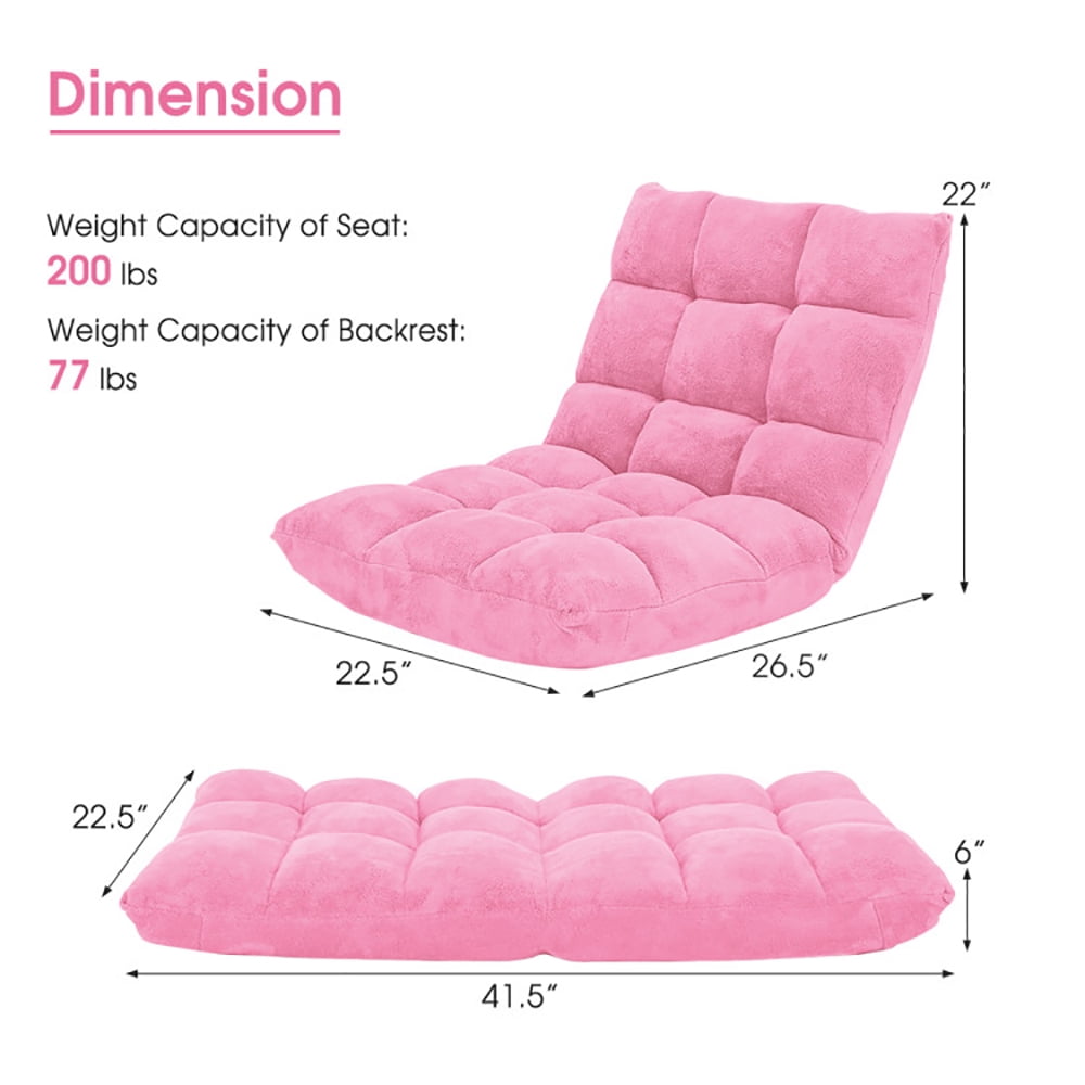 Finihen Floor Chair, Folding Lazy Sofa Chair, Adjustable 14-position Cushioned Floor Chair, for Living Room, Bedroom, for Gaming, Reading, Pink Finihen Floor Chair, Folding Lazy Sofa Chair, Adjustable 14-position Cushioned Floor Chair, for Living Room, Bedroom, for Gaming, Reading, Pink