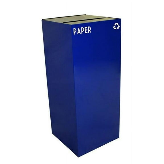 Witt Industries 36GC02-BL GeoCube Recycling Receptacle with Slot Opening, Steel, 36 gal, Blue