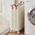 thumbnail image 6 of SHUO Y - Foldable Laundry Hamper with Wheels, Collapsible Plastic Laundry Basket with Handles, Ventilated Storage Bin for Clothes & Toys, 14.8"x8.7"x17.9" (White), 6 of 6