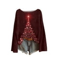 thumbnail image 2 of Women's Round Neck Lightweight Sweater Casual Long Sleeve Christmas Print Knit Pullover for Fall and Winter, Cozy and Festive, Ideal as Christmas Sweaters for Women and Christmas Gifts,Red,Size 2XL, 2 of 5