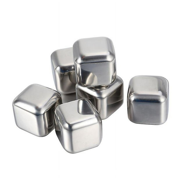 6 cubitos de hielo de acero inoxidable.