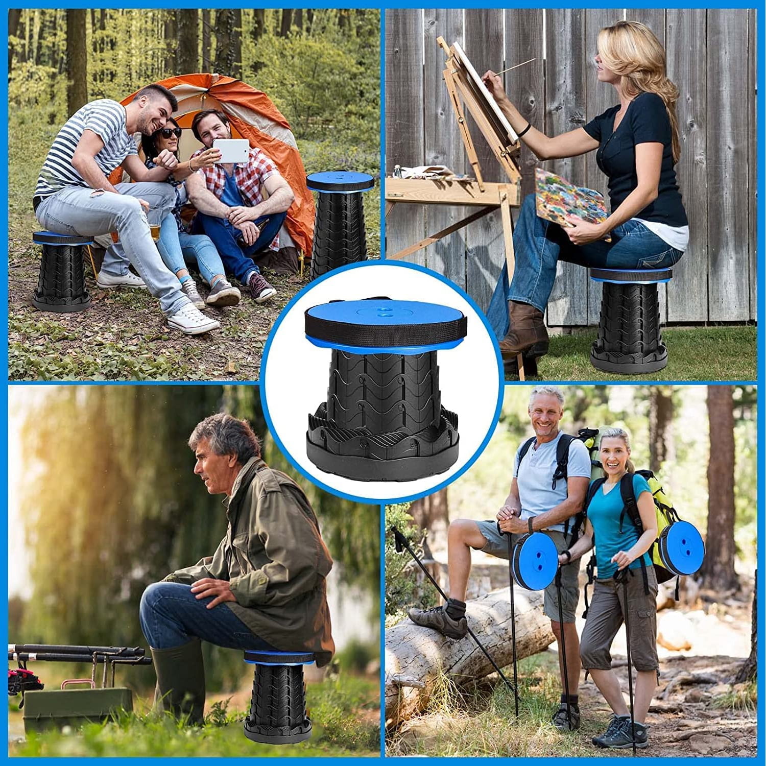 BTideas Portable Retractable Folding Stool, Collapsible Stool, Portable Chair for Outdoor, Plastic
